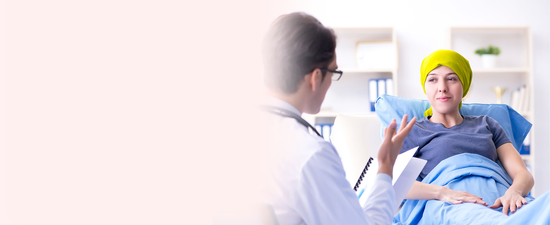 Image of a Doctor consulting a breast cancer patient. 
