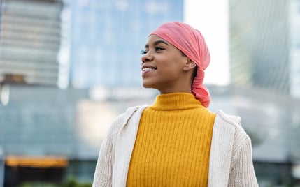 black-woman-pink-headscarf